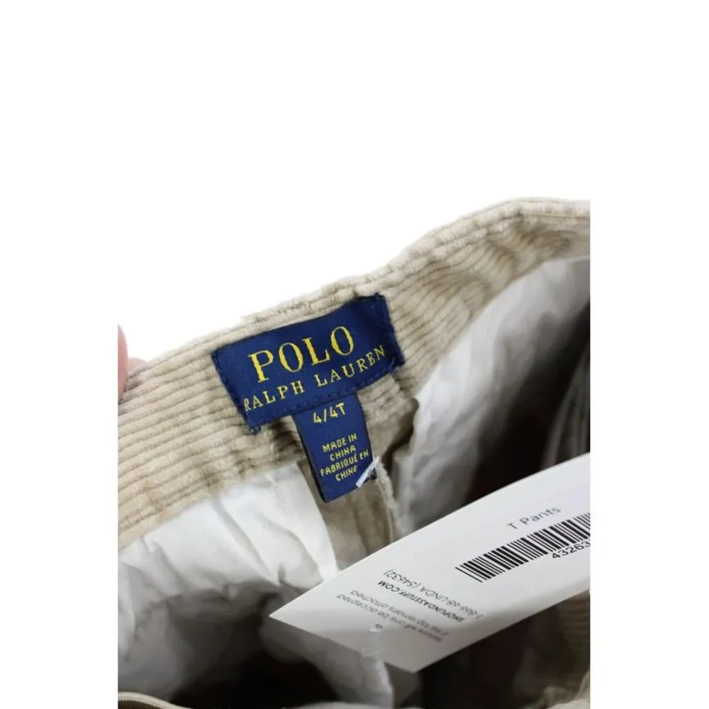 Polo Ralph Lauren Boys Cotton Buttoned Cuffed Hem Corduroy Pants Brown Size 4